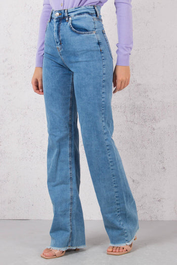 Jeans Palazzo Fondo Sfrangiato Denim - 6