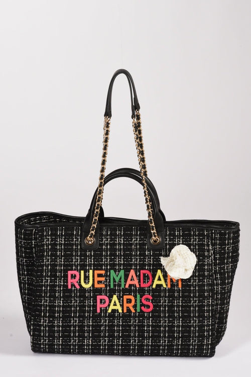 Paris Borsa Tweed Nero/multicolor Donna