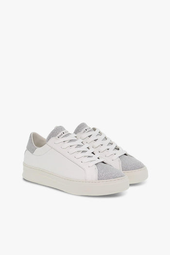 Sneakers SONIK LOW CUT in pelle e glitter bianco e argento - 5