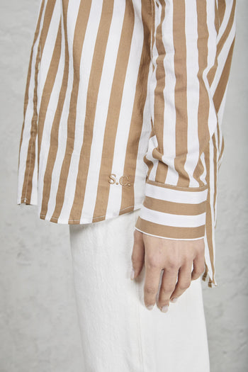 Camicia in cotone rigato con taschino - 7