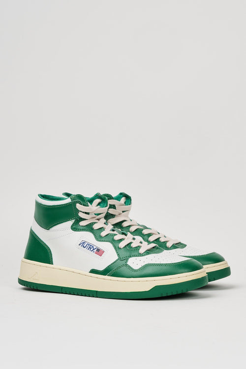 Medalist Mid Sneakers in pelle bianca e verde