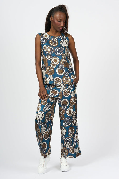 Pantalone Timebin Seta Blu Donna