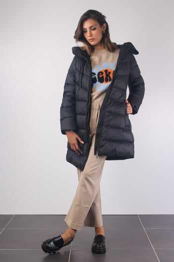 Mia Piumino Lungo Cinturato Nero - 3