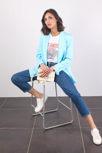 Giacca Doppiopetto Misto Lino Turchese - 6