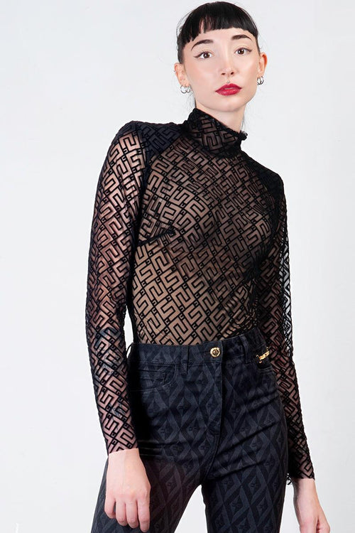 Body in tulle logo floccato