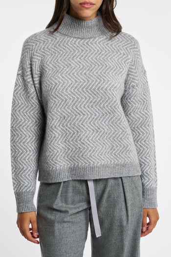 Maglia In Lana Seta E Cashmere Grigio Donna - 2