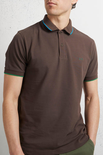 Polo Small Stripe On Collar El Marrone Uomo - 4