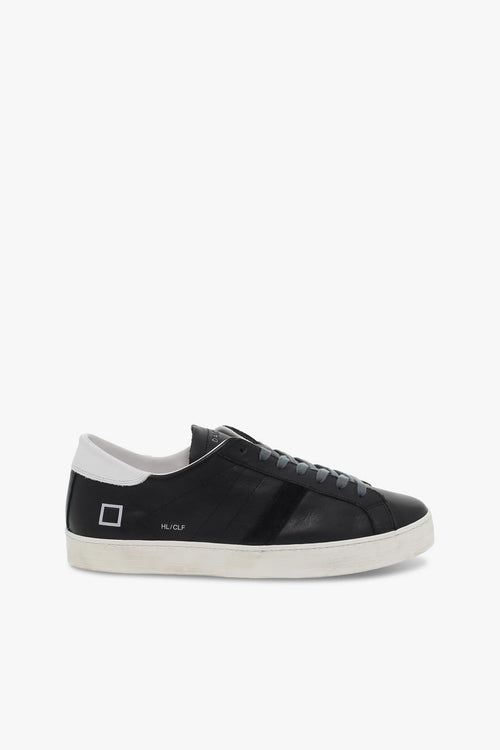 Sneakers HILL LOW CALF BLACK in pelle e camoscio nero e bianco