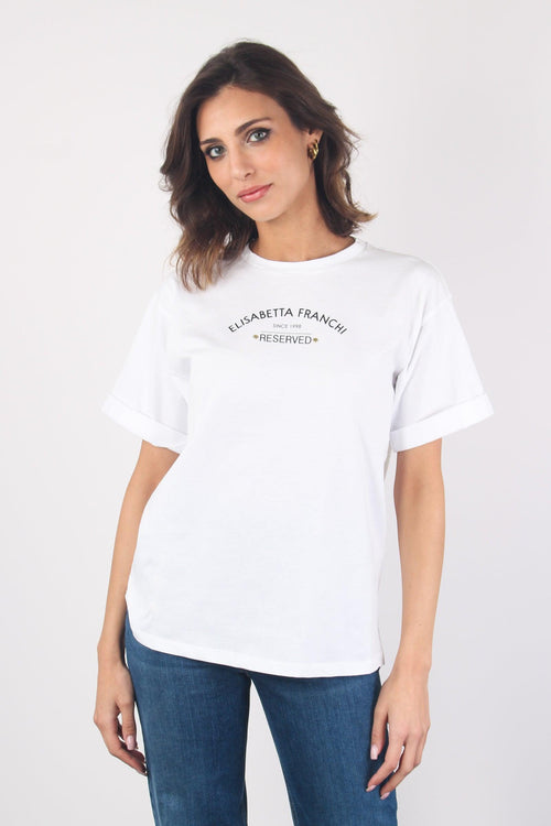 T-shirt Logo Strass Gesso