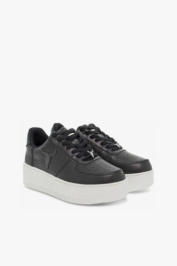 Sneakers RICH BLACK GLITTER PATENT in pelle e vernice nero e bianco - 5