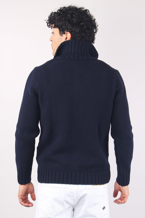 Maglia Full Zip Lana Merinos Navy - 2