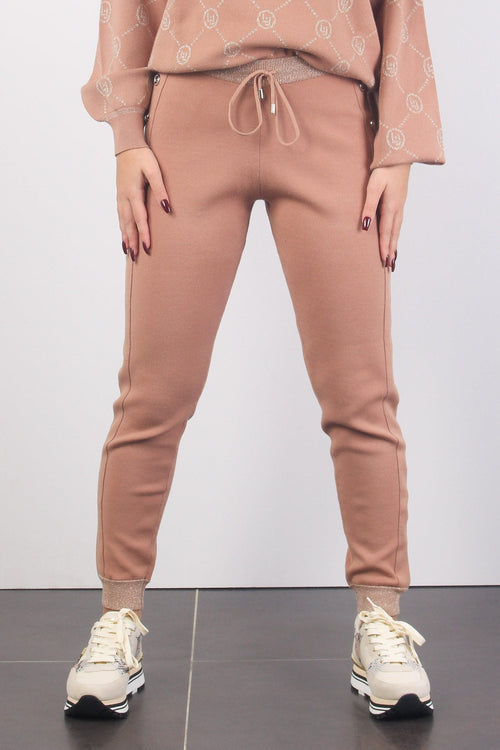 Pantalone In Maglia Polsino Pink Sand - 2