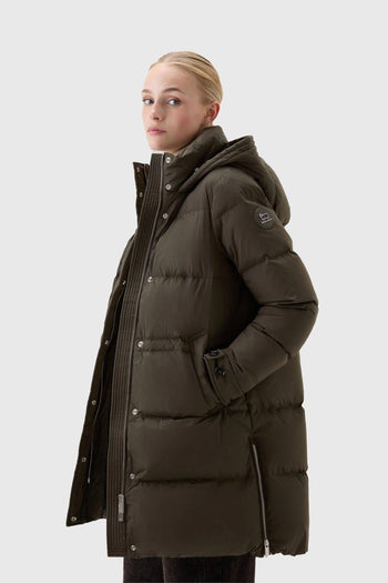 Piumino Alsea Puffy in Nylon Elasticizzato Verde Militare - 3