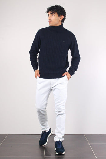 Maglia Treccia Collo Alto Navy Blue - 3