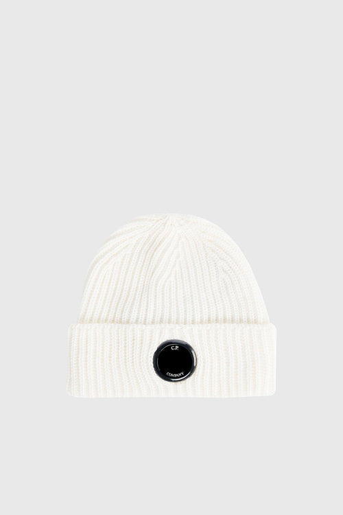 Beanie Lens Extrafine in Lana Merino Bianco