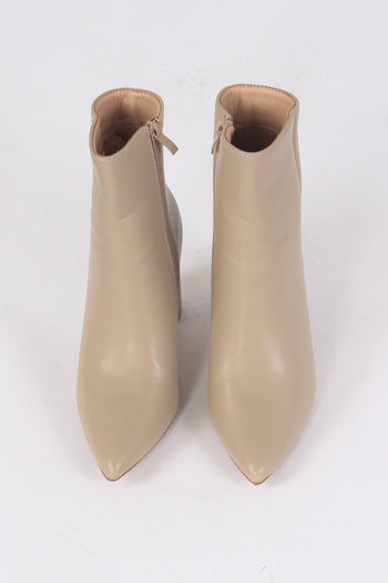 Tronchetto Tacco Grosso Beige - 5