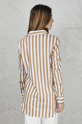 Camicia in cotone rigato con taschino - 8
