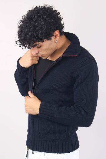 Maglia Full Zip Lana Merinos Navy - 6