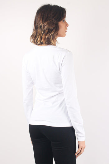 T-shirt Scavo V Scritta Strass Bco Liujo - 5