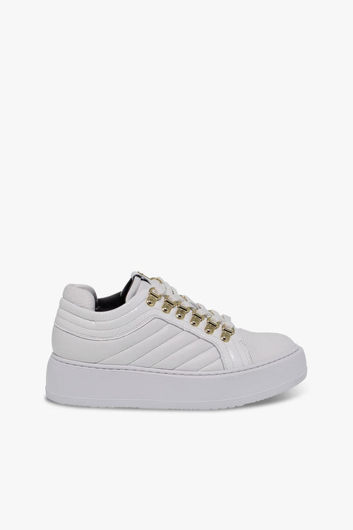 Sneakers in nappa e vernice bianco