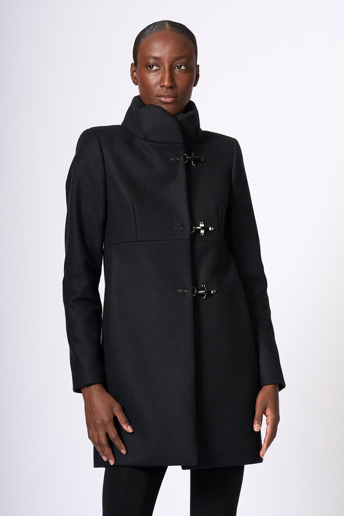 Cappotto Romantic Panno Nero Donna