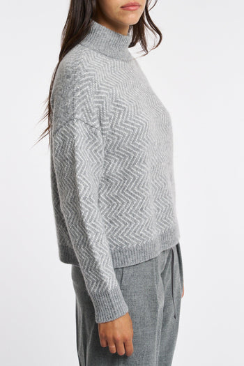 Maglia In Lana Seta E Cashmere Grigio Donna - 4