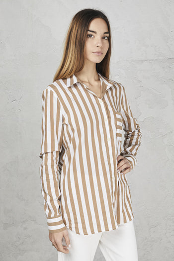 Camicia in cotone rigato con taschino - 2