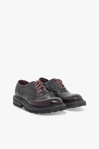 Scarpa bassa DERBY STILE INGLESE in pelle bordeaux e grigio - 5