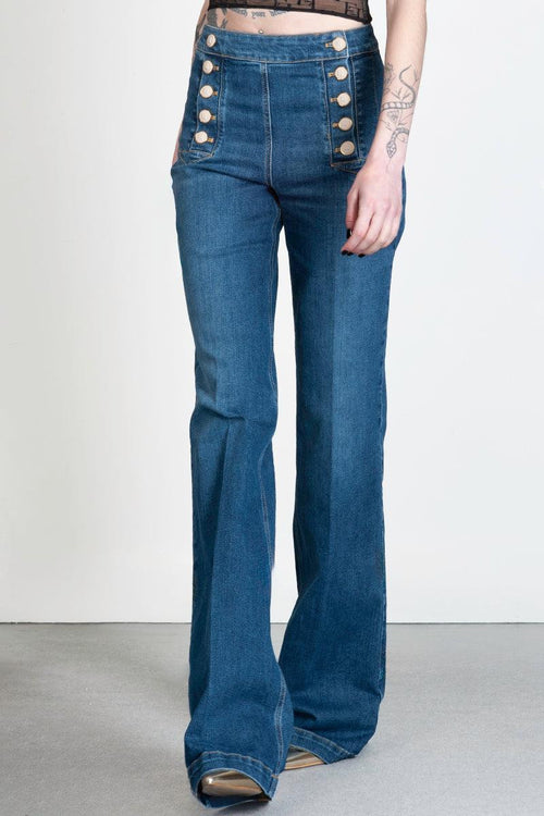 Jeans palazzo con bottoniera