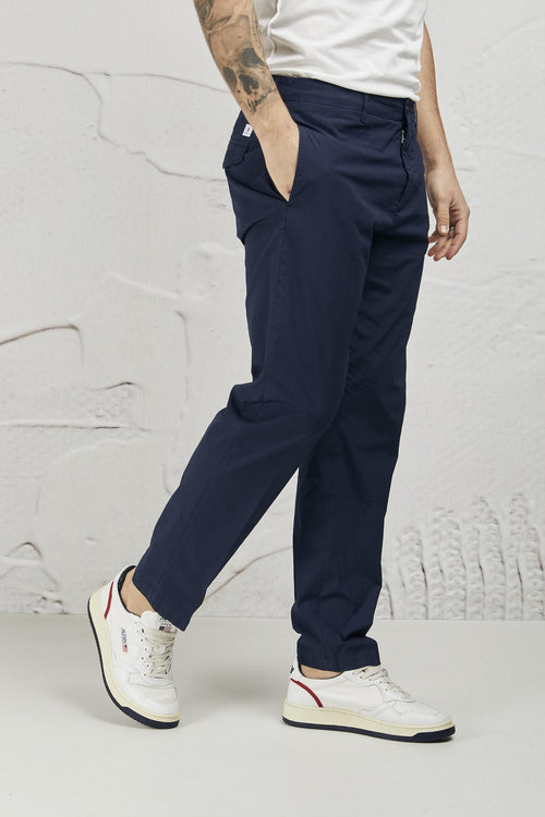 Pantalone Chino Misto Cotone Colore Blu