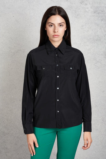 Camicia Seta Nero Donna - 5