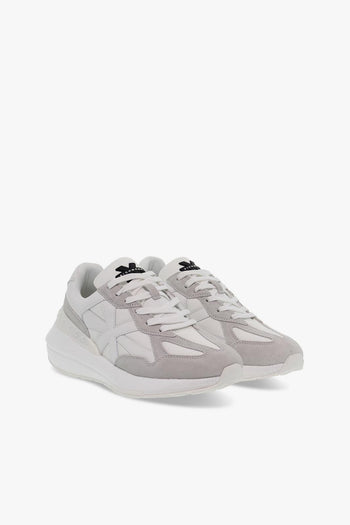 Sneakers BALENCIAGA in nylon e camoscio bianco e grigio chiaro - 5