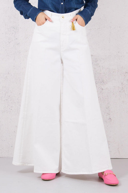 Denim Cropped Vita Alta Bianco
