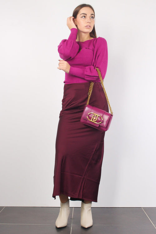 Gonna Lunga Raso Spacco Deep Burgundy - 2