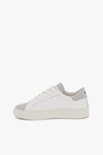 Sneakers SONIK LOW CUT in pelle e glitter bianco e argento - 3