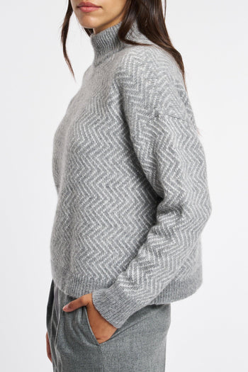 Maglia In Lana Seta E Cashmere Grigio Donna - 5