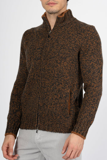 Cardigan Zip Marrone Uomo - 5