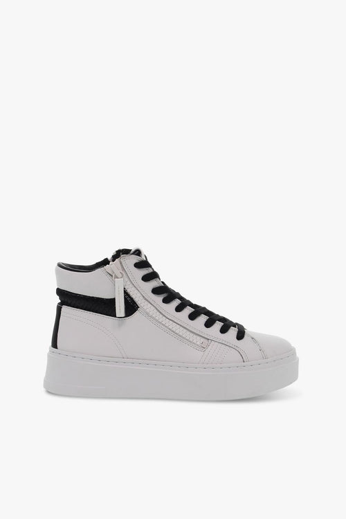 Sneakers WEIGHTLESS DOUBLE ZIP in pelle e nylon bianco e nero