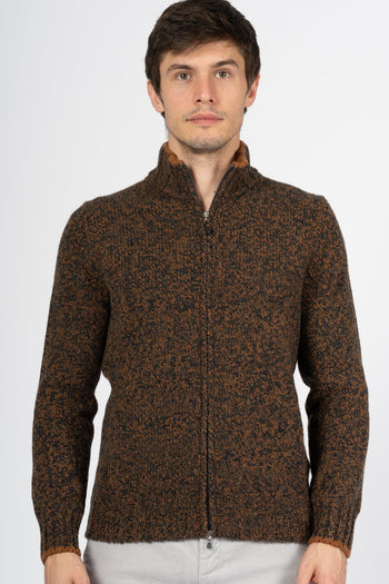 Cardigan Zip Marrone Uomo - 4
