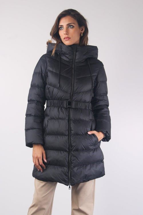 Mia Piumino Lungo Cinturato Nero