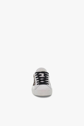 Sneakers LOW TOP DISTRESSED in pelle e stampato bianco e leopardato - 4