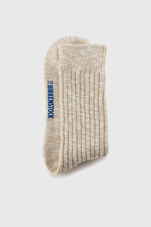 Calzino Cotton Slub in Cotone Bianco e Beige