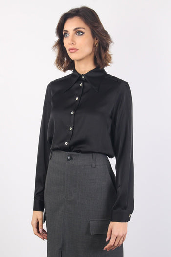 Camicia Effetto Raso Colletto Nero - 4