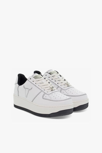 Sneakers REBOUND WHITE BLACK in pelle e pelle bianco e nero - 5