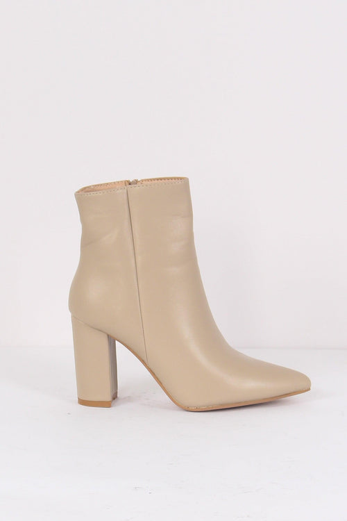 Tronchetto Tacco Grosso Beige