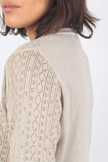 Cardigan Corto Traforato Oro - 8