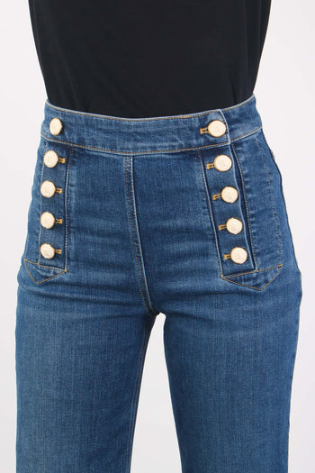 Jeans Bottoni Laterali Blue Vintage - 7