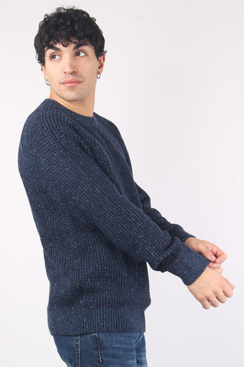 Girocollo Tweed Wool Navy - 5