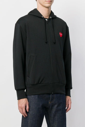 Comme des Garçons Play Felpa Poliestere Nero Patch cuore rosso - 3