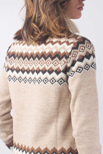 Edicola Maglia Jacquard Panna/cammello - 5